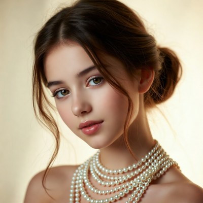 Young woman with pearl necklace