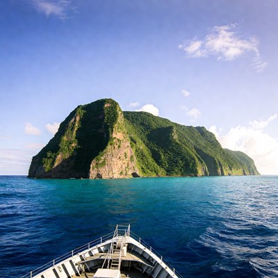 Green Tropical Island from Cruise Ship