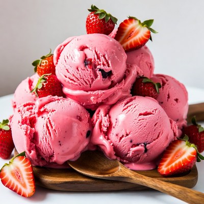 Strawberry Ice Cream with Fresh Strawberries
