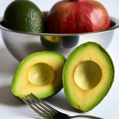 Avocados and Pomegranate in Bowl
