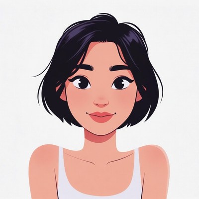 Asian girl with short black hair