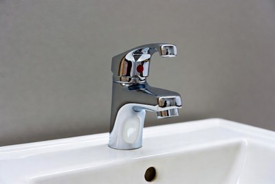Chrome Faucet on White Sink
