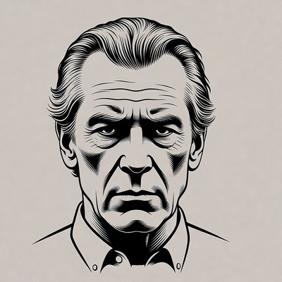 Intense older man portrait illustration