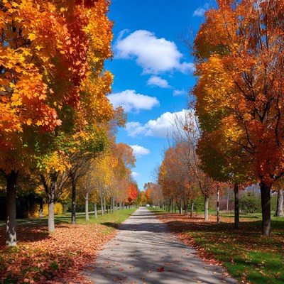 Autumn Trees Lining Path