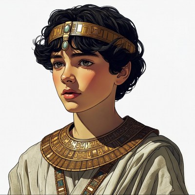 Egyptian girl with golden headdress