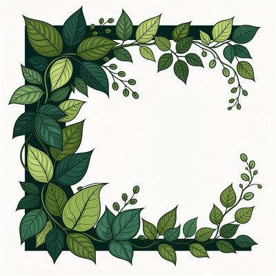 Green Leaf Corner Border Illustration