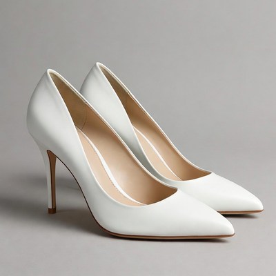 White pointed stiletto high heels
