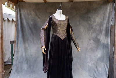Medieval Black Velvet Gown on Mannequin