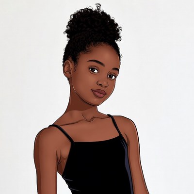 African-American girl with curly hair