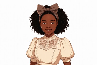 Smiling African-American girl with bow
