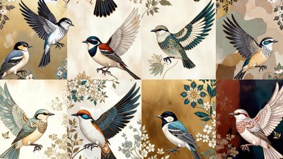 Colorful Flying Birds Illustration