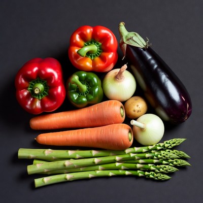 Fresh vegetables on black background