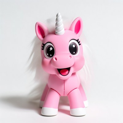 Pink smiling unicorn toy