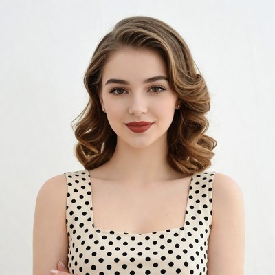 Woman in polka dot dress portrait