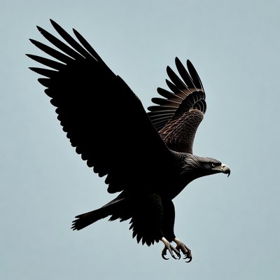 Eagle flying with wings spread