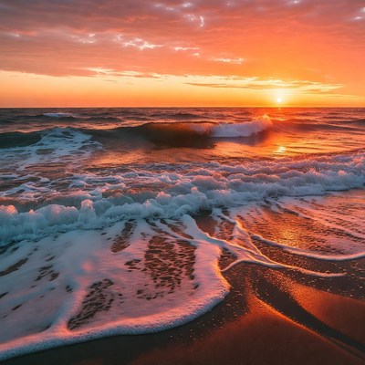 Ocean Waves at Sunset