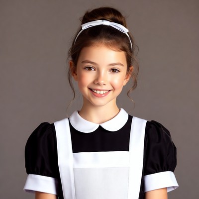 Girl in maid outfit smiling