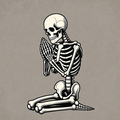 Praying Skeleton Illustration