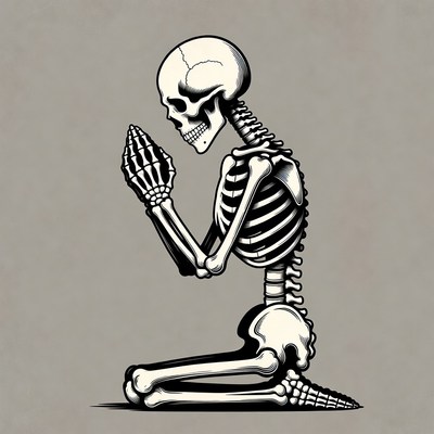 Praying Skeleton Illustration