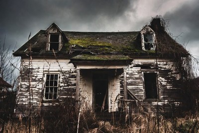 Abandoned Haunted House in Overgrowth