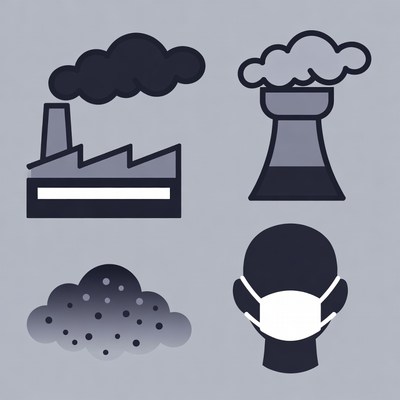 Pollution Factory Smoke Mask Icons