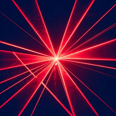 Red Laser Beams Radiating Outward