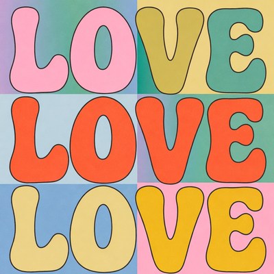 Colorful LOVE Text Illustration
