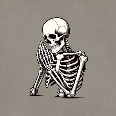 Praying Skeleton Illustration