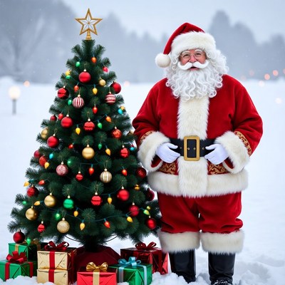 Santa Claus with Christmas Tree