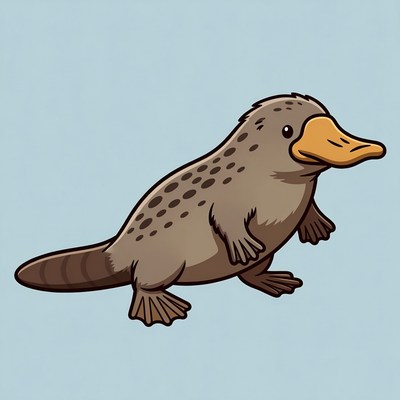 Cute cartoon platypus standing