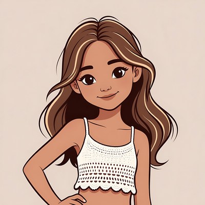 Smiling girl in white lace top