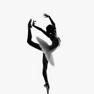 Ballerina in arabesque silhouette