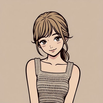 Anime girl in crochet top