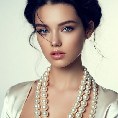 Woman with pearl necklace