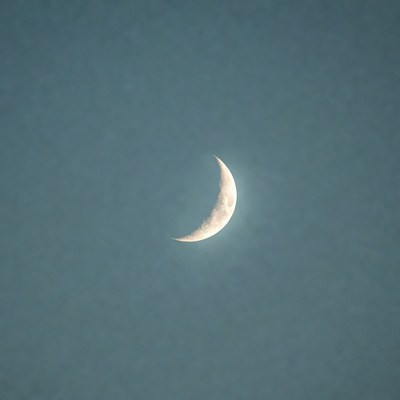 Crescent Moon in Night Sky