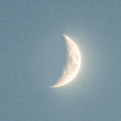 Crescent Moon in Blue Sky