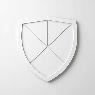 White Shield with Cross on Transparent Background