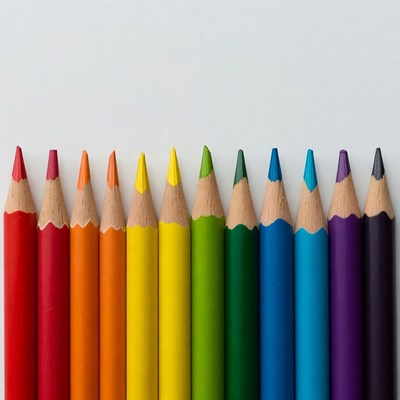 Colorful Crayons Arranged in Rainbow