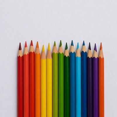 Colorful Pencils Arranged in Rainbow