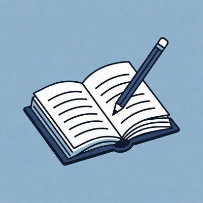 Open notebook with pencil