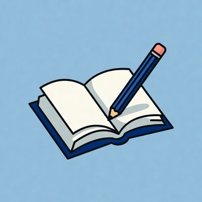 Open notebook with pencil