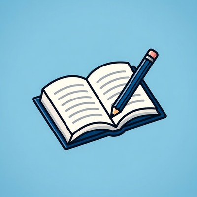 Open notebook with pencil