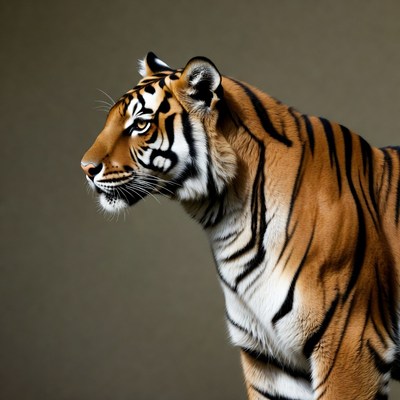 Tiger profile on isolated background