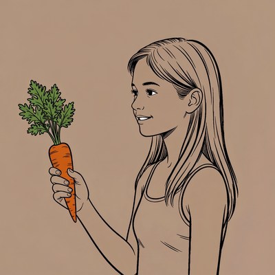 Girl holding fresh carrot