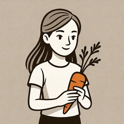 Woman holding fresh carrot