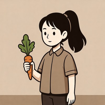 Girl holding carrot illustration