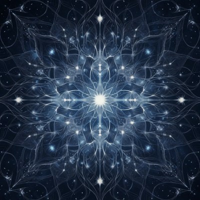 Blue Glowing Mandala on Black