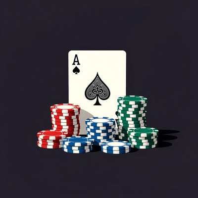Ace of Spades with Poker Chips