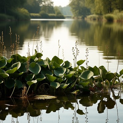 Water Lilies on Calm River