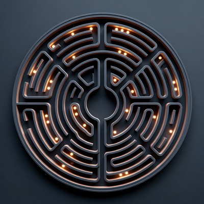 Glowing 3D Circular Maze